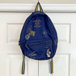 Polo Ralph Lauren Blue Patch Tiger Bear Letterman Travel Backpack